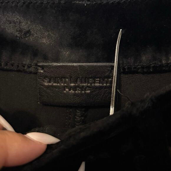Saint Laurent Men’s Paris Black Velvet Trousers Size 29 - Picture 3 of 9